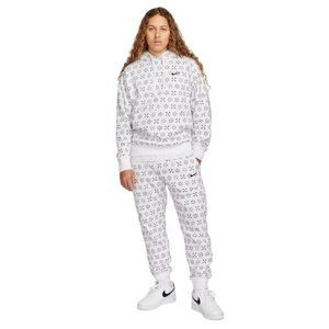 Nike Fleece All Over Print 2 Piece Hoodie & Joggers Set Tracksuit White SZ- 2XL